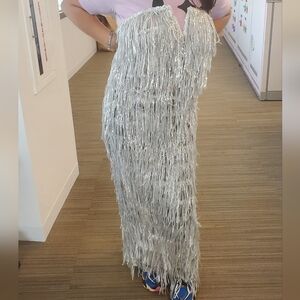 COPY - Embellished Silver Maxi Skirt for Cocktail Events